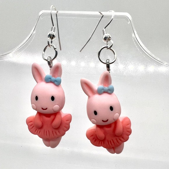 Ballerina Earrings - Bunny Earrings - Rabbit Earrings - Ballet Dancer Earrings - Picture 1 of 10